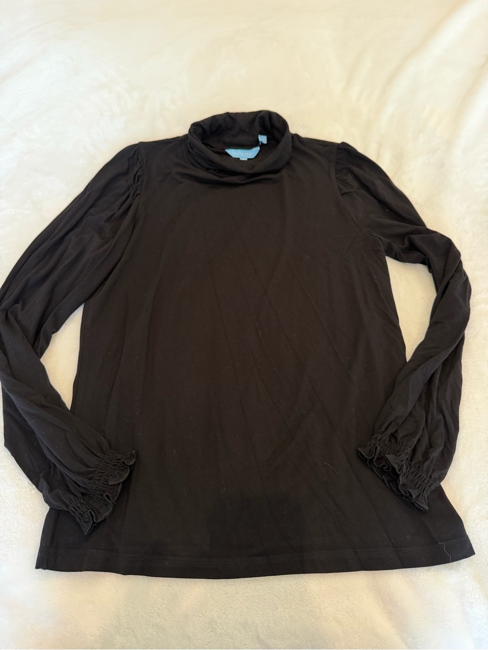 Draper James Black Long-Sleeve Mock Neck Top